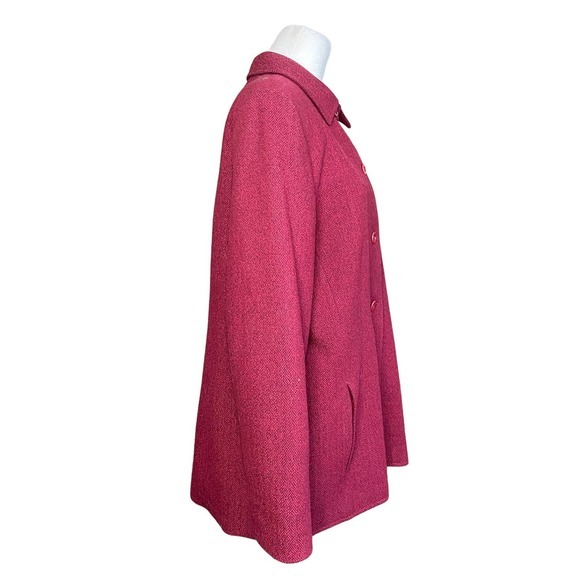 Pendelton Women's 100% Virgin Wool Coat Red and Black Herringbone Pattern Sz 14 - Picture 5 of 8
